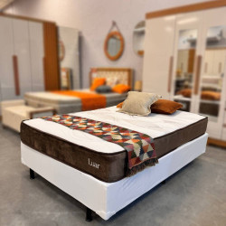 Colchão Lion Casal com Molas Ensacadas 22x188x138cm + Base Cama Box Casal Courino - Branco