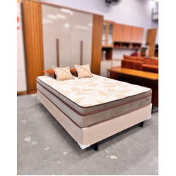 Colchão Due Casal com Molas Ensacadas 26x188x138cm + Base Cama Box Casal Courino - Bege