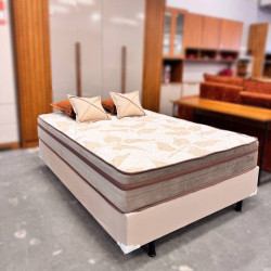 Colchão Due Casal com Molas Ensacadas 26x188x138cm + Base Cama Box Casal Courino - Bege