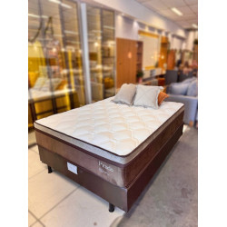 Colchão Prada Casal com Molas Ensacadas 32x188x138cm + Base Cama Box Casal Courino - Marrom 