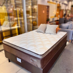 Colchão Prada Casal com Molas Ensacadas 32x188x138cm + Base Cama Box Casal Courino - Marrom 