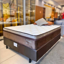 Colchão Prada Casal com Molas Ensacadas 32x188x138cm + Base Cama Box Casal Courino - Marrom 
