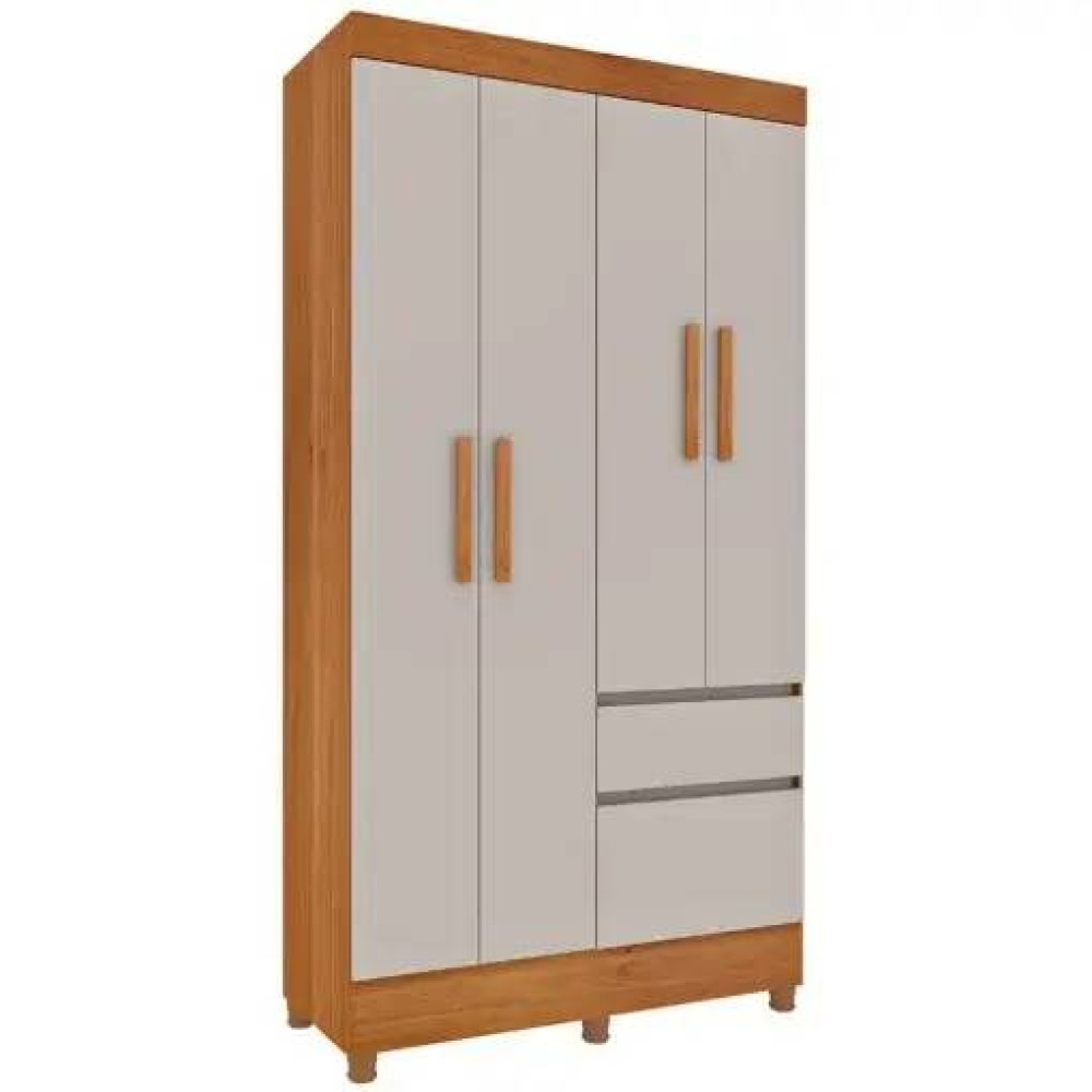 Guarda Roupa Oregon c/ 4 Portas e 2 Gavetas - Cinamomo/Off White