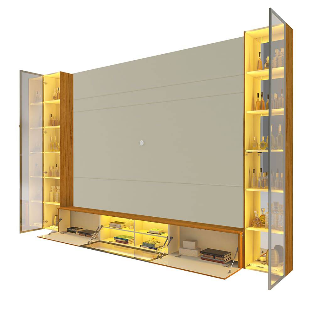 Home Luminare c/ Porta Reflecta 293cm c/ Led para Tv até 85 " - Off White/Naturale