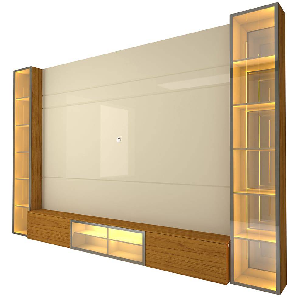 Home Luminare c/ Porta Reflecta 293cm c/ Led para Tv até 85 " - Off White/Naturale
