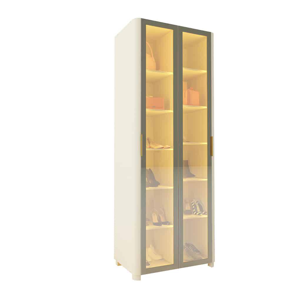 Sapateira Innova Com 2 portas Reflecta Com Pés Com Led Innova - Off White 