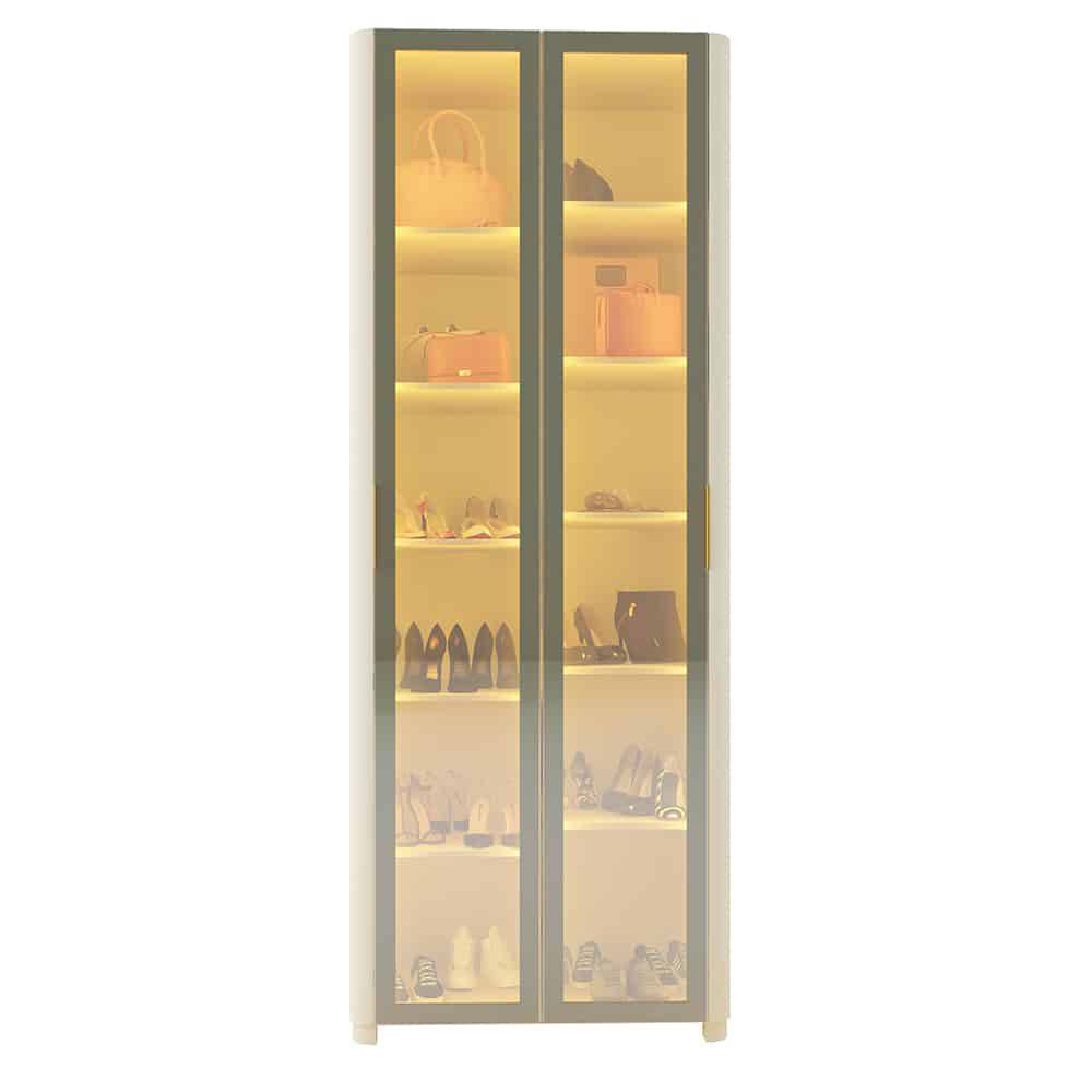 Sapateira Innova Com 2 portas Reflecta Com Pés Com Led Innova - Off White 