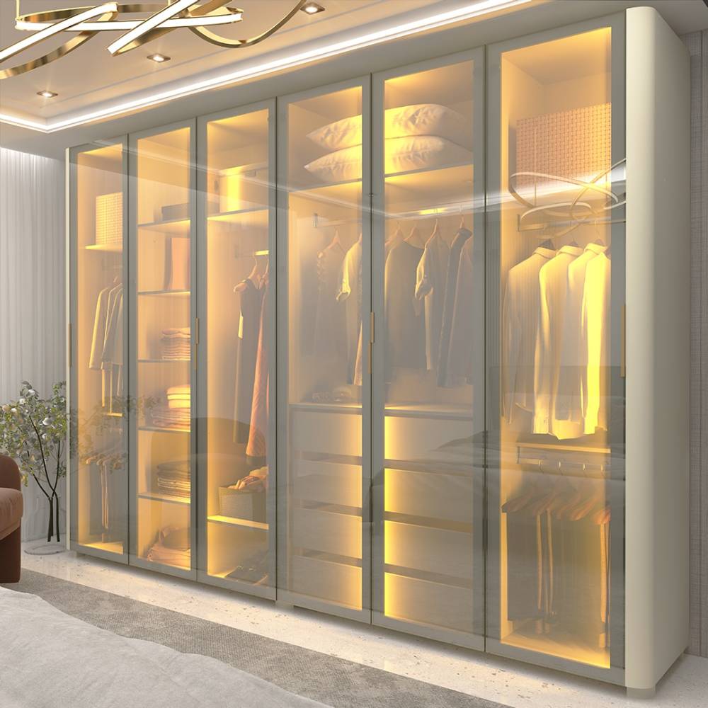 Guarda Roupa Casal com 6 Portas Reflecta com Pés com Led Innova - Off White