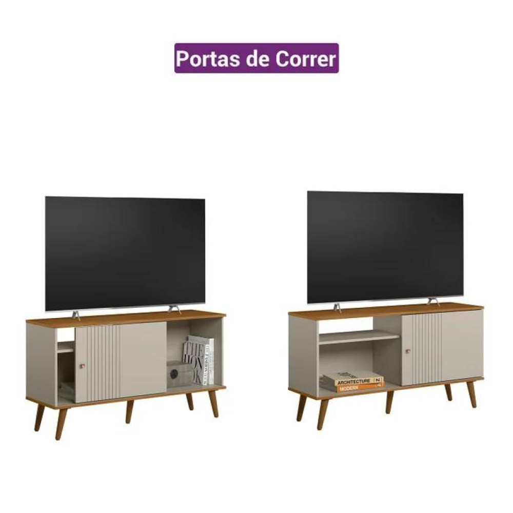 Rack Bancada Rubi para Tvs até 50 " - Nature/Off White