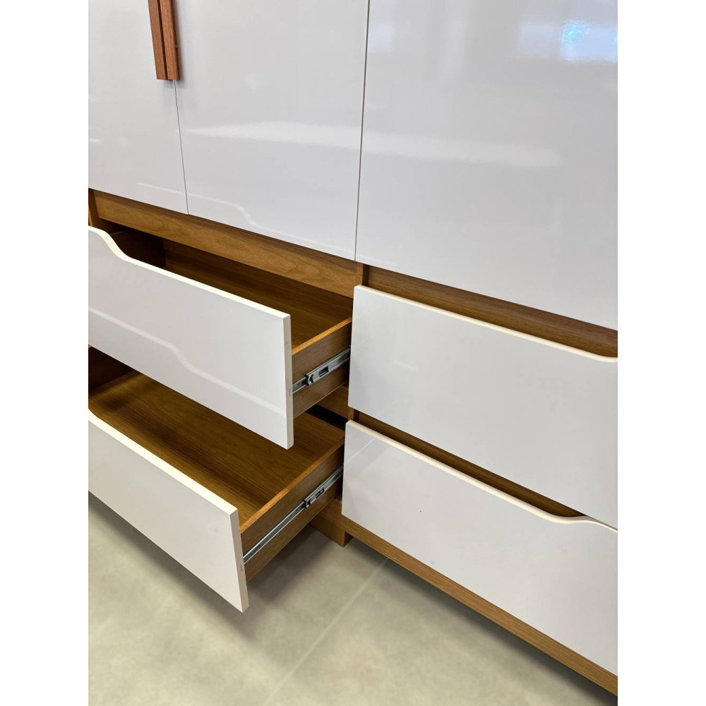 Guarda Roupa Solteiro Doble 4 Portas 4 Gavetas - Cinamomo/Off White