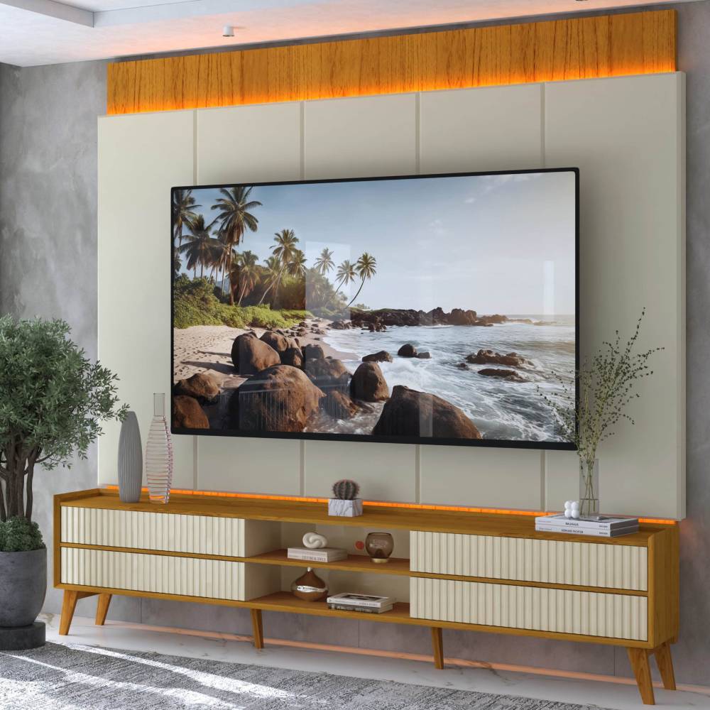 Conjunto Painel Magnífico 220 + Rack Magnífico 212 - Naturale/Off White