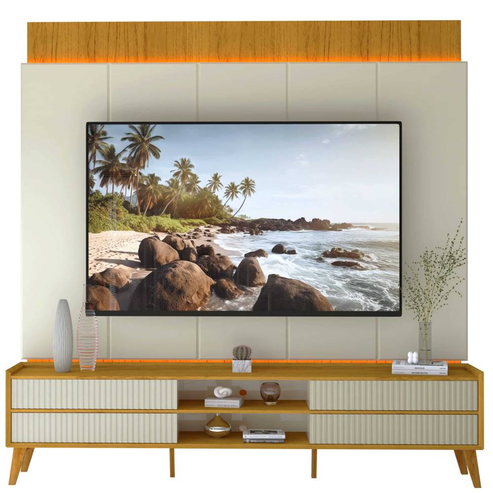 Conjunto Painel Magnífico 220 + Rack Magnífico 212 - Naturale/Off White