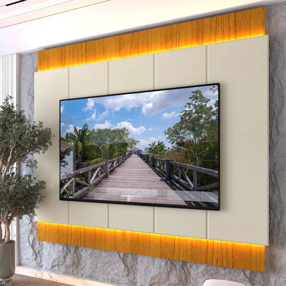 Painel Magnífico 220 para Tvs até 75″ c/ Led - Naturale/Off White