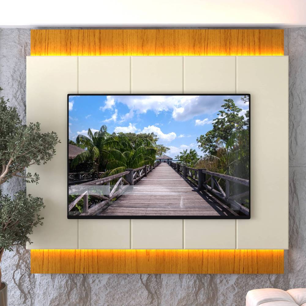 Painel Magnífico 220 para Tvs até 75″ c/ Led - Naturale/Off White