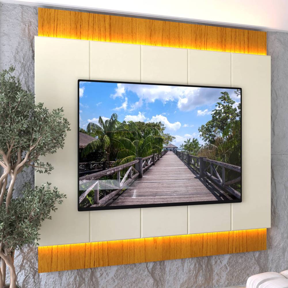 Painel Magnífico 220 para Tvs até 75″ c/ Led - Naturale/Off White