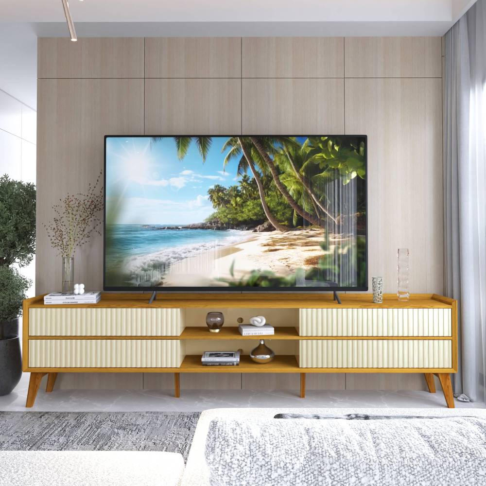 Rack Bancada Magnífico 212 para Tvs até 75″  - Naturale/Off White