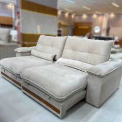 Sofá Qatar Retrátil Reclinável 2,50m - Veludo Bege