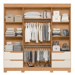 Guarda Roupa Casal Vivacce C/ Espelho 4 Portas 4 Gavetas - Cinamomo/Off White