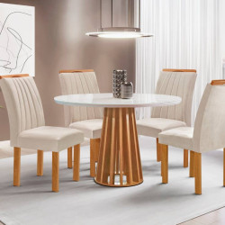 Mesa Berlim 100x100  Cinamomo Com 4 Cadeiras Dubai - Bege Mesa Berlim 100x100  Cinamomo Com 4 Cadeiras Dubai - Bege