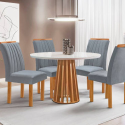Mesa Berlim 100x100 Cinamomo Com 4 Cadeiras Dubai - Cinza Mesa Berlim 100x100 Cinamomo Com 4 Cadeiras Dubai - Cinza