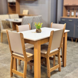 Conjunto Mesa de Jantar Bellagio 108x68cm Com 4 Cadeiras Clara - Freijo/Off White  Conjunto Mesa de Jantar Bellagio 108x68cm Com 4 Cadeiras Clara - Freijo/Off White