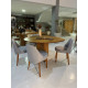 Mesa Martina 120x120 Cinamomo Com 4 Cadeiras Zara - Linho Cinza
