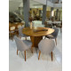 Mesa Martina 120x120 Cinamomo Com 4 Cadeiras Zara - Linho Cinza