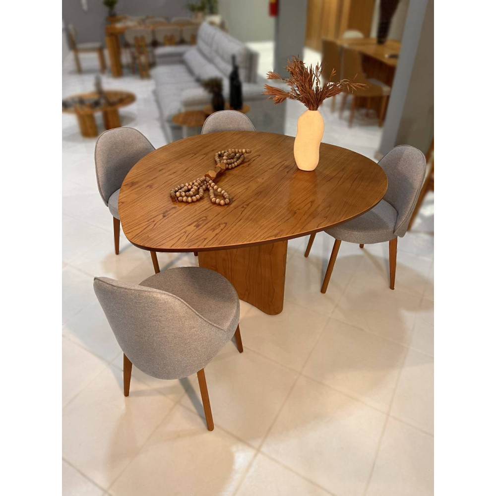 Mesa Martina 120x120 Cinamomo Com 4 Cadeiras Zara - Linho Cinza