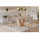 Mesa de Jantar Qatar 120x80 c/ 4 Cadeiras Dubai Bege - Cinamomo / Off White