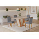 Mesa de Jantar Qatar 120x80 c/ 4 Cadeiras Dubai Veludo Cinza - Cinamomo / Off White