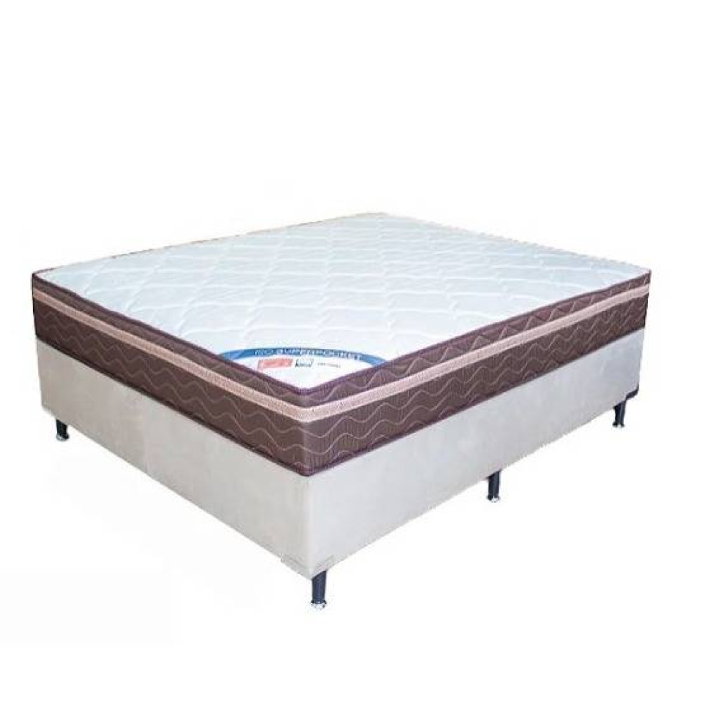 Colchão Ortobom Pantanal Superpocket Casal 25x188x138 + Base Cama Box Casal Courino - Branco