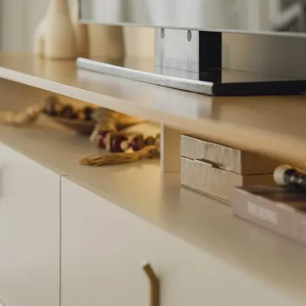 Rack Bancada Dubai 1.8 c/ Led Para Tv Até 75" - Tauari/Off white fosco
