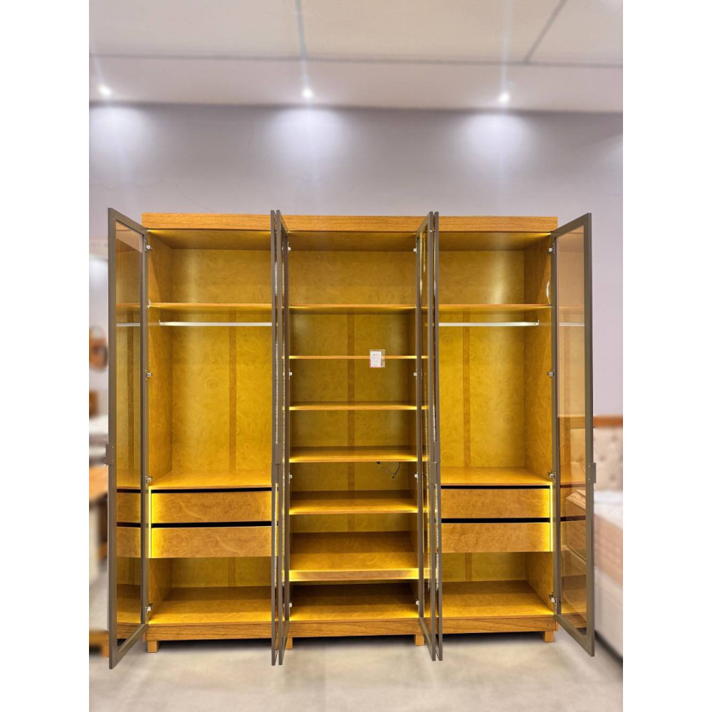 Guarda Roupa Casal com 6 Portas Reflecta com Pés com Led Imperatriz - Naturale
