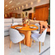 Mesa Martina 120x120 Cinamomo Com 4 Cadeiras Zara - Linho Cinza