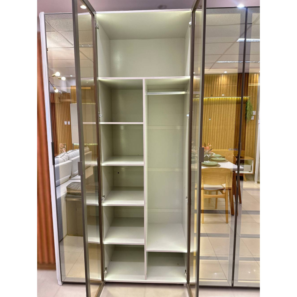 Guarda Roupa Casal com 6 Portas Reflecta com Pés com Led Innova - Off White