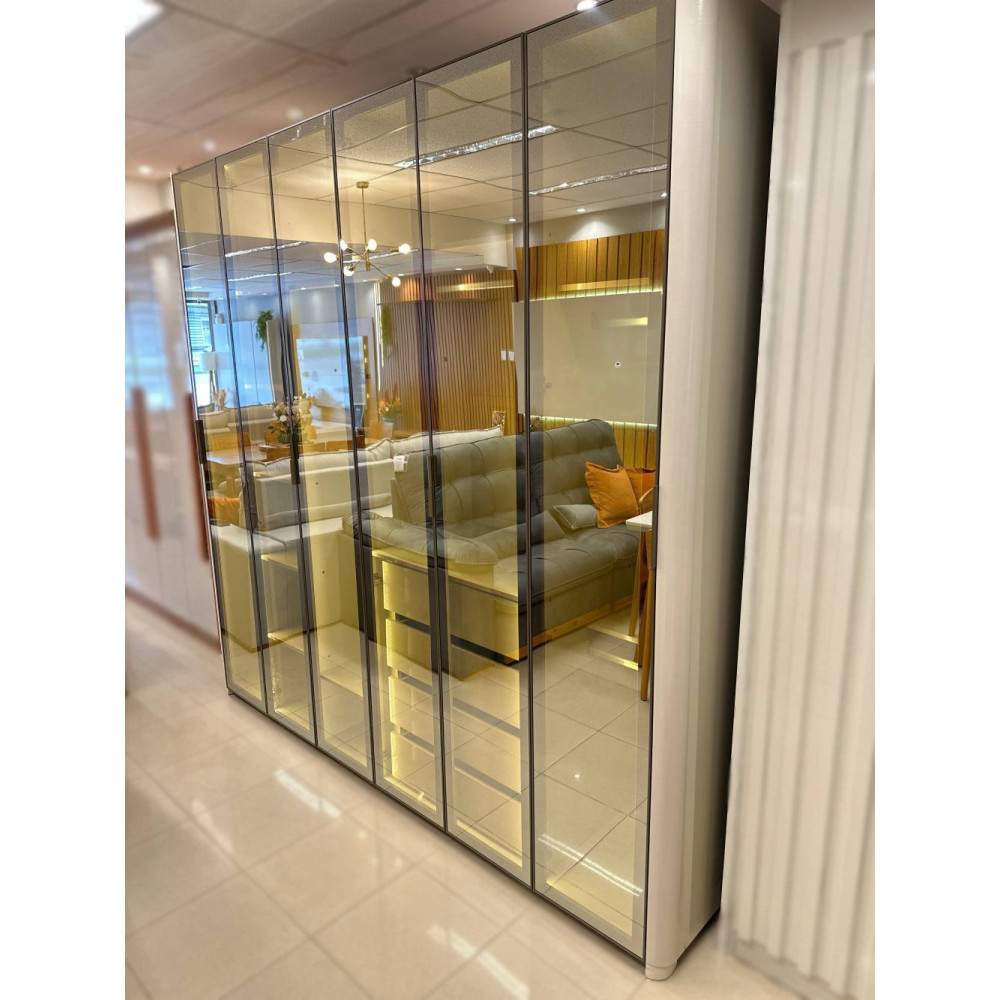Guarda Roupa Casal com 6 Portas Reflecta com Pés com Led Innova - Off White