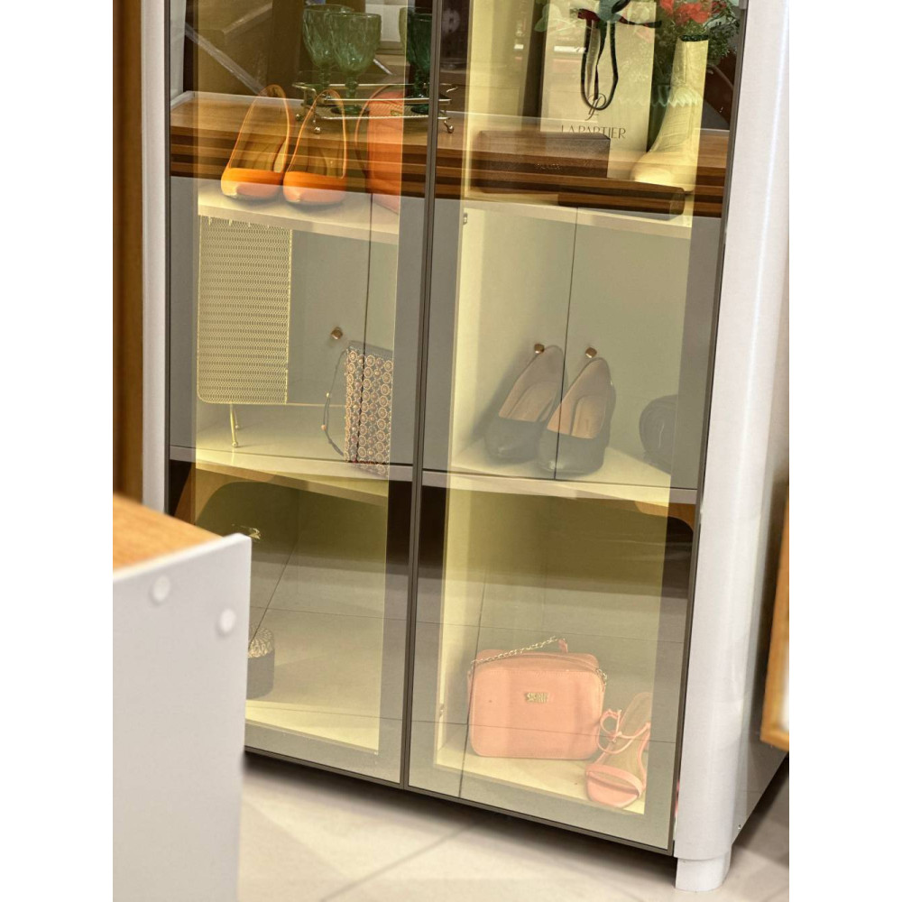 Sapateira Innova Com 2 portas Reflecta Com Pés Com Led Innova - Off White 