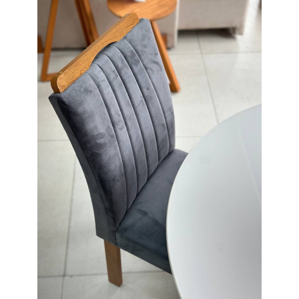 Mesa Berlim 100x100 Cinamomo Com 4 Cadeiras Dubai - Cinza