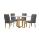 Mesa de Jantar Pedro 120x80 c/ 4 Cadeiras Genova Cinza - Mel / Off White