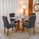 Mesa de Jantar Pedro 120x80 c/ 4 Cadeiras Genova Cinza - Mel / Off White