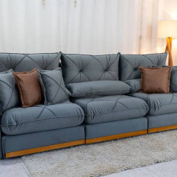 Sofá Gran Bello Retrátil Reclinável 3,20 - Veludo Cinza