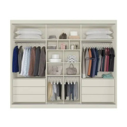 Guarda Roupa Casal Athenas com Espelho e 3 Portas de Correr - Off White