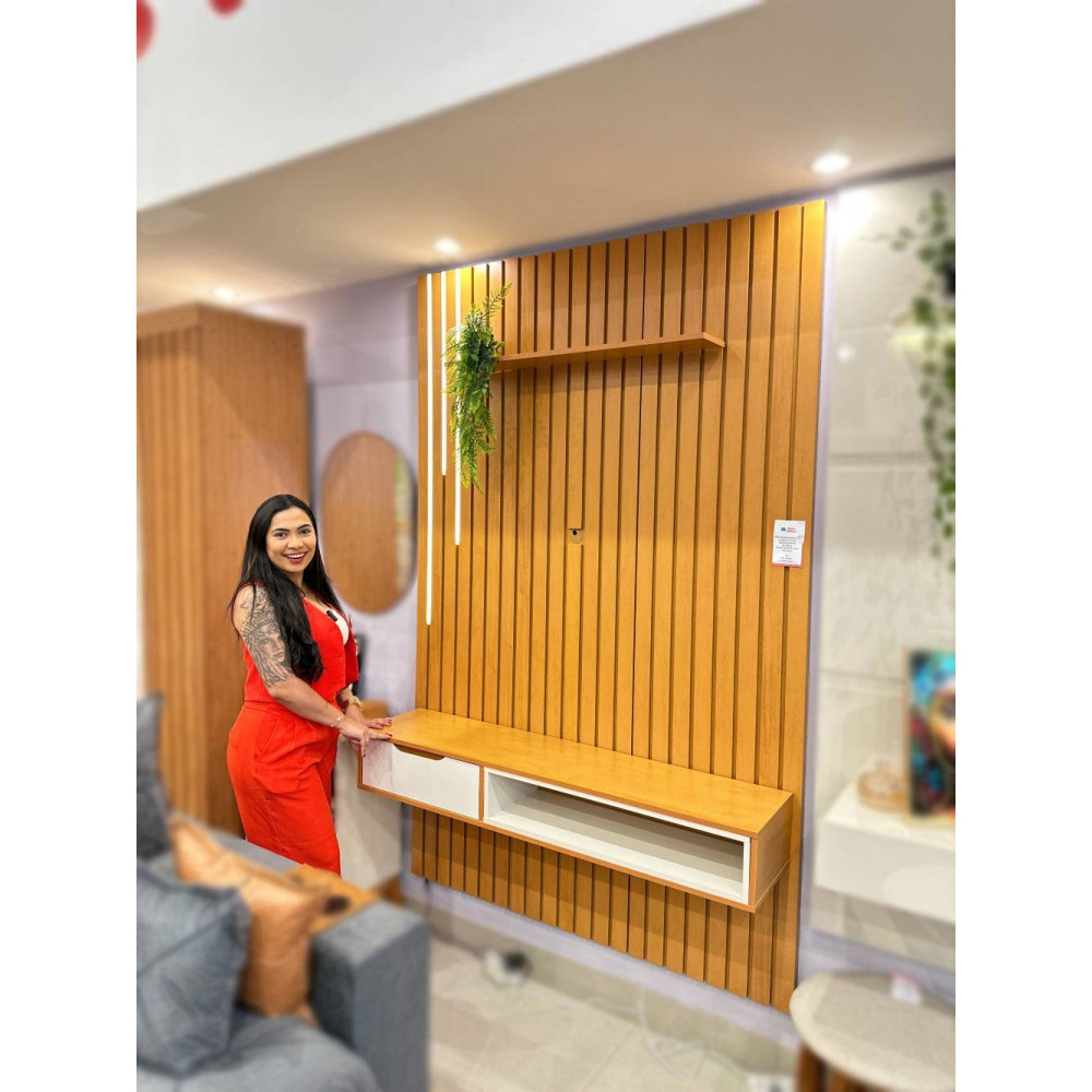 Home Ripado Tucumã 1.4 c/ Led para TV até 58"- Nature/Off White