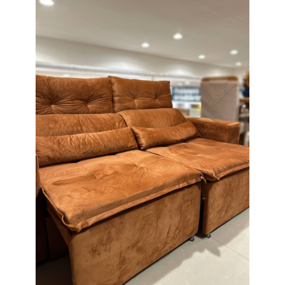 Sofá Retrátil e Reclinável 3 Lugares Beatriz – Terracota