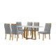 Mesa de Jantar Pedro 160x80 c/ 6 Cadeiras Genova Prata - Mel / Off White