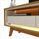 Rack Requinte 212 cm para Tvs até 65" Requinte c/ Led e pés Palito - Naturale / Off White