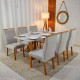 Mesa de Jantar Pedro 160x80 c/ 6 Cadeiras Genova Prata - Mel / Off White