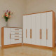 Guarda Roupa Veneza 6 Portas 4 Gavetas Tcil Móveis + Cômoda Chicago C/ Sapateira 4 Gavetas com 1 Porta Tcil Móveis - Cinamomo/Off White