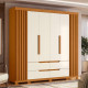 Guarda Roupa Casal Doble Ripado 6 Portas 4 Gavetas - Cinamomo/Off White