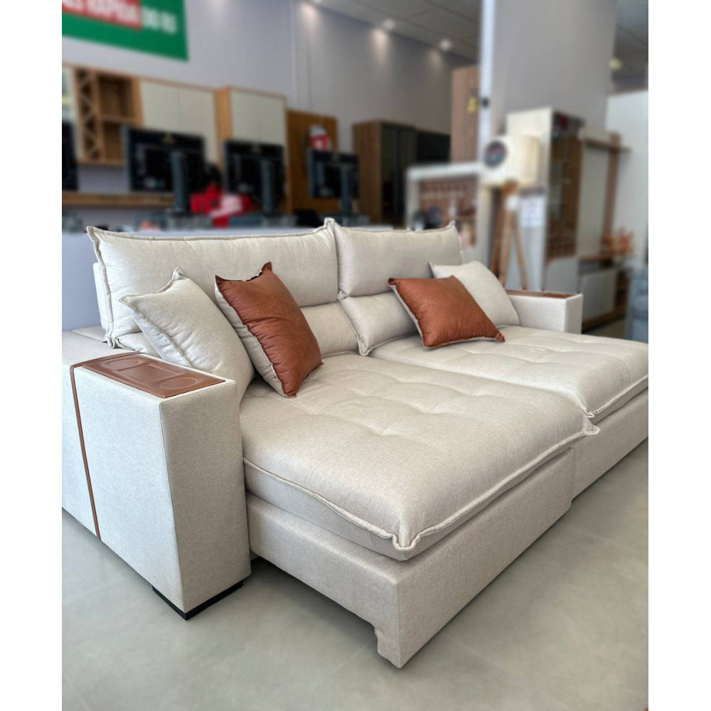 Sofá Retrátil e Reclinável Chanel confort 2,30m - Linho Bege